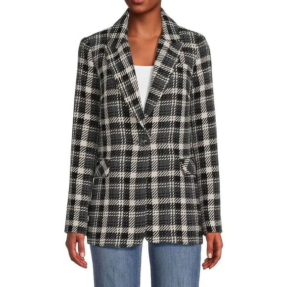 Elie Tahari Jackets & Coats Black White Gray Boucle’ Wool Blend Blazer Large NWT - Picture 1 of 12